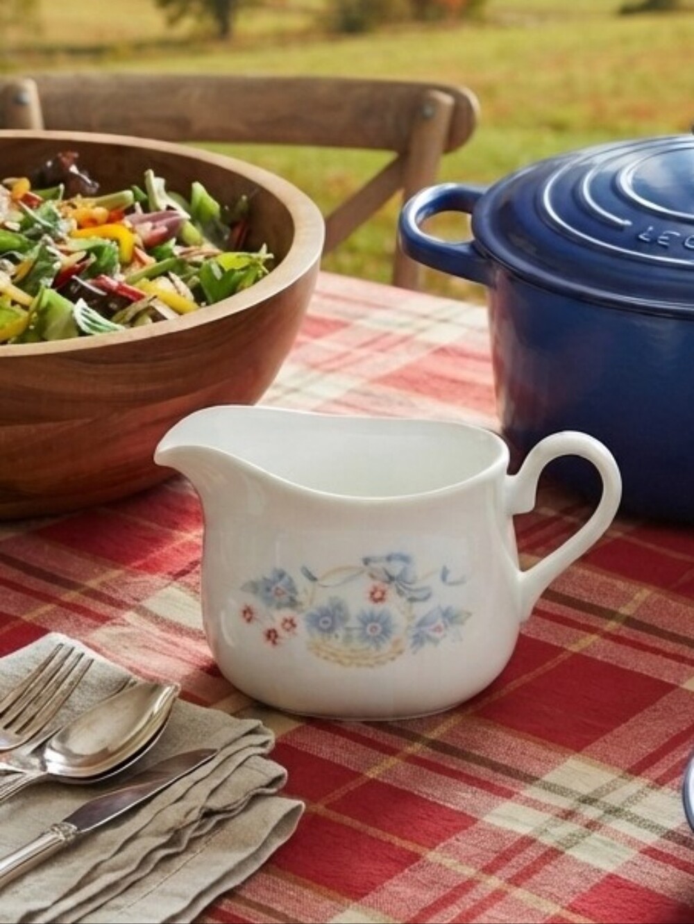 Corningware White Serveware with Blue Floral Motif